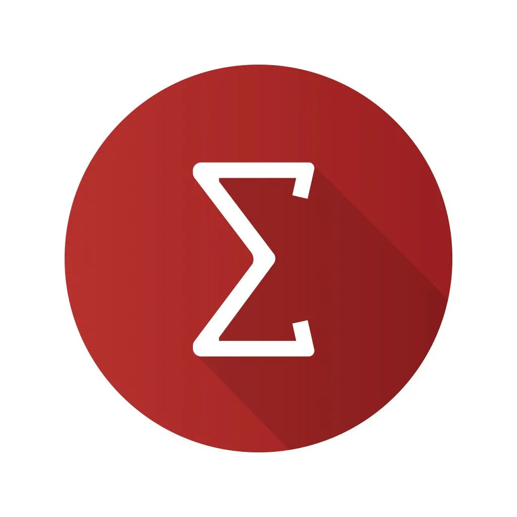 Summation flat design long shadow glyph icon