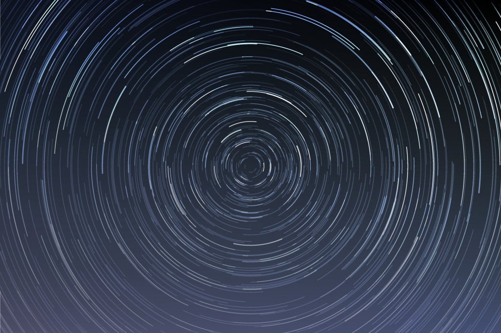 Star trails in a night sky