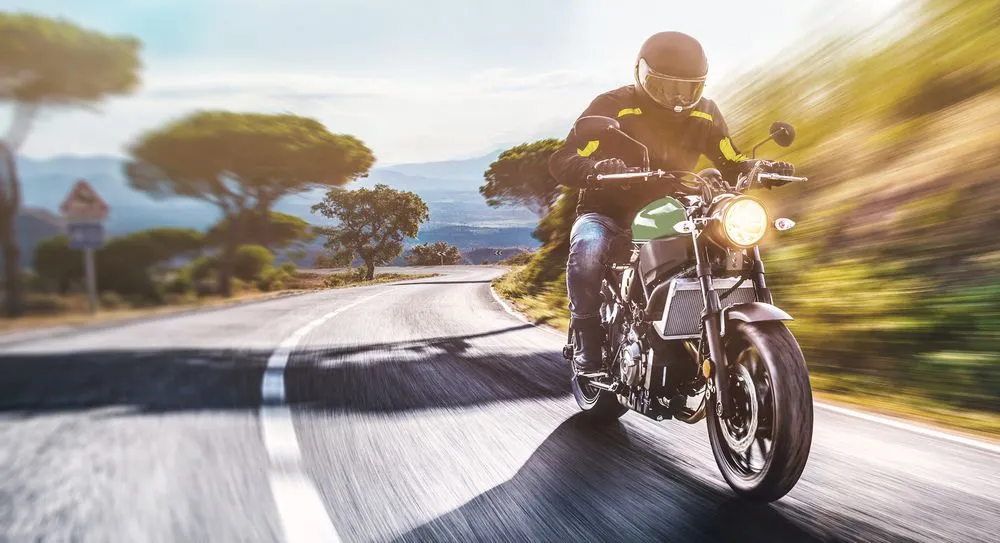 Motorbike,On,The,Road,Riding.,Having,Fun,Driving,The,Empty