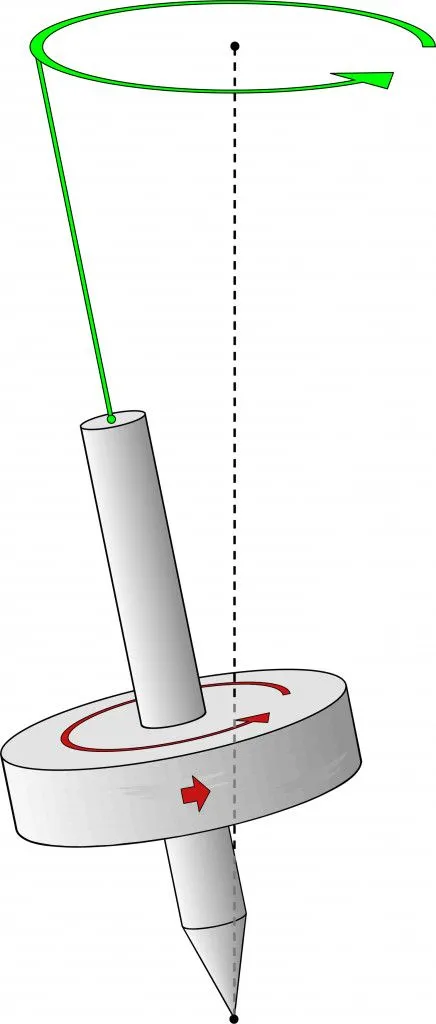 Direction of spinning top precession