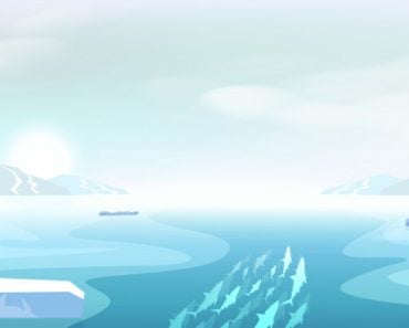 Arctic landscape ice melting and ice mountains