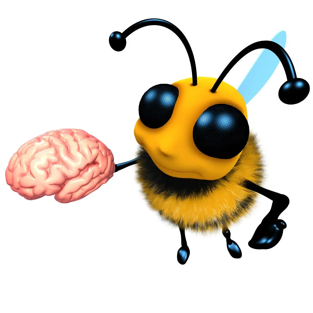 3d,Render,Of,A,Funny,Cartoon,Honey,Bee,Character,Holding