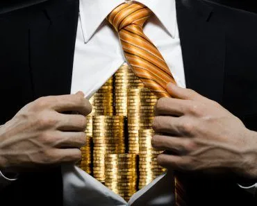 Venality,Businessman,Or,Banker,In,Black,Costume,Throw,Open,One's