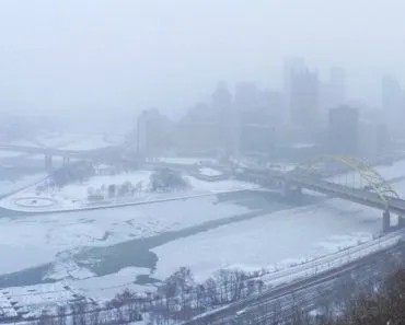 Downtown,Pittsburgh,During,Winter,Storm,Of,January,2014