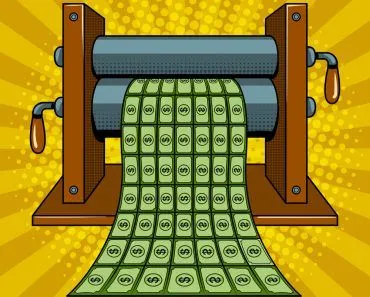 Printing,Machine,Prints,Money,Pop,Art,Style,Raster,Illustration.,Comic