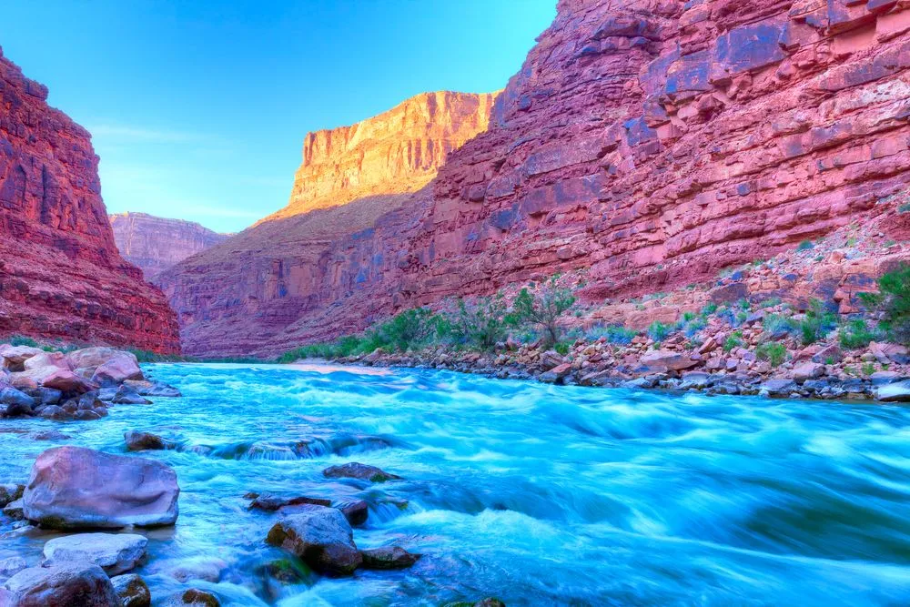 Reflection,In,Colorado,River,Of,Butte,Catching,Days,Last,Rays,