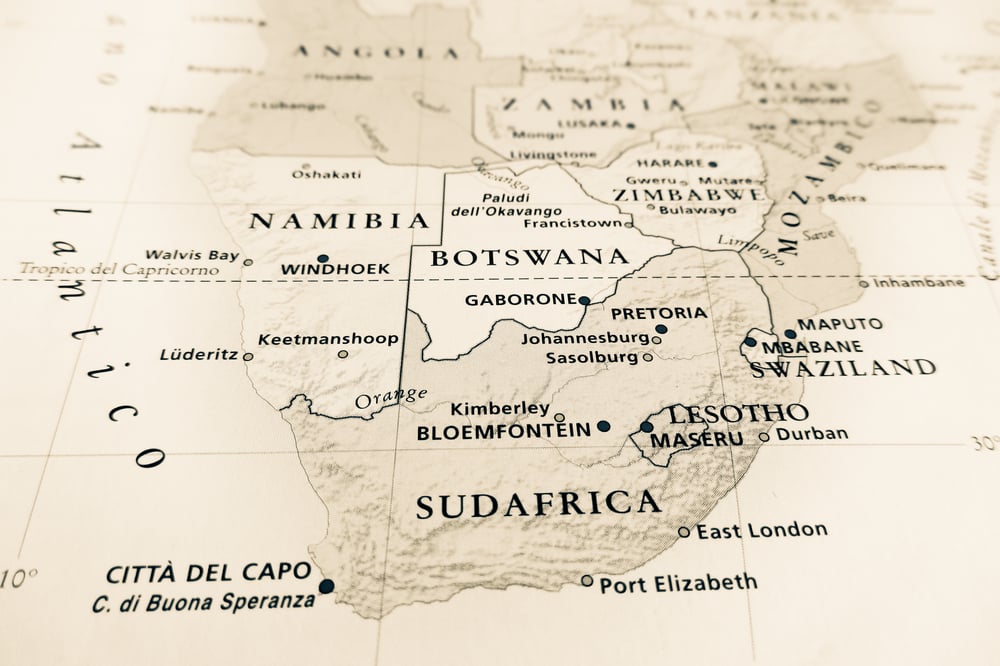 South,Africa,Map,(geographical,View,Altered,On,Colors/perspective,And,Focus