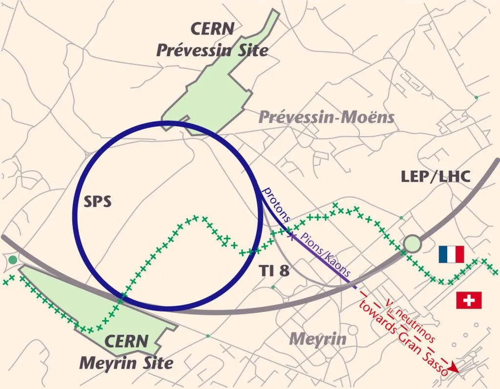 Location of the Large Hadron Collider (LHC) – the huge ring lies in the territories of both Switzerland and France. (Source: CERN)