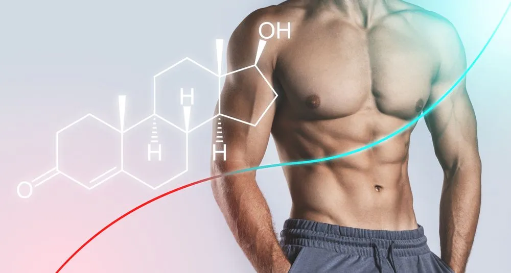 The molecular structure of testosterone and its association with male phenotypic characteristics (Credits: BLACKDAY/Shutterstock)