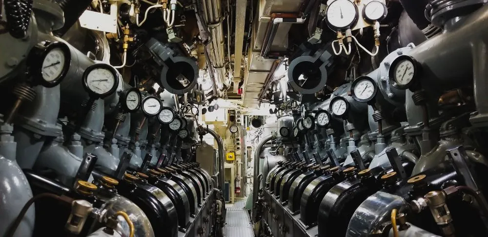 Submarine engine with its pressure gauges (Credit: Charles-Edouard Cote/Shutterstock)