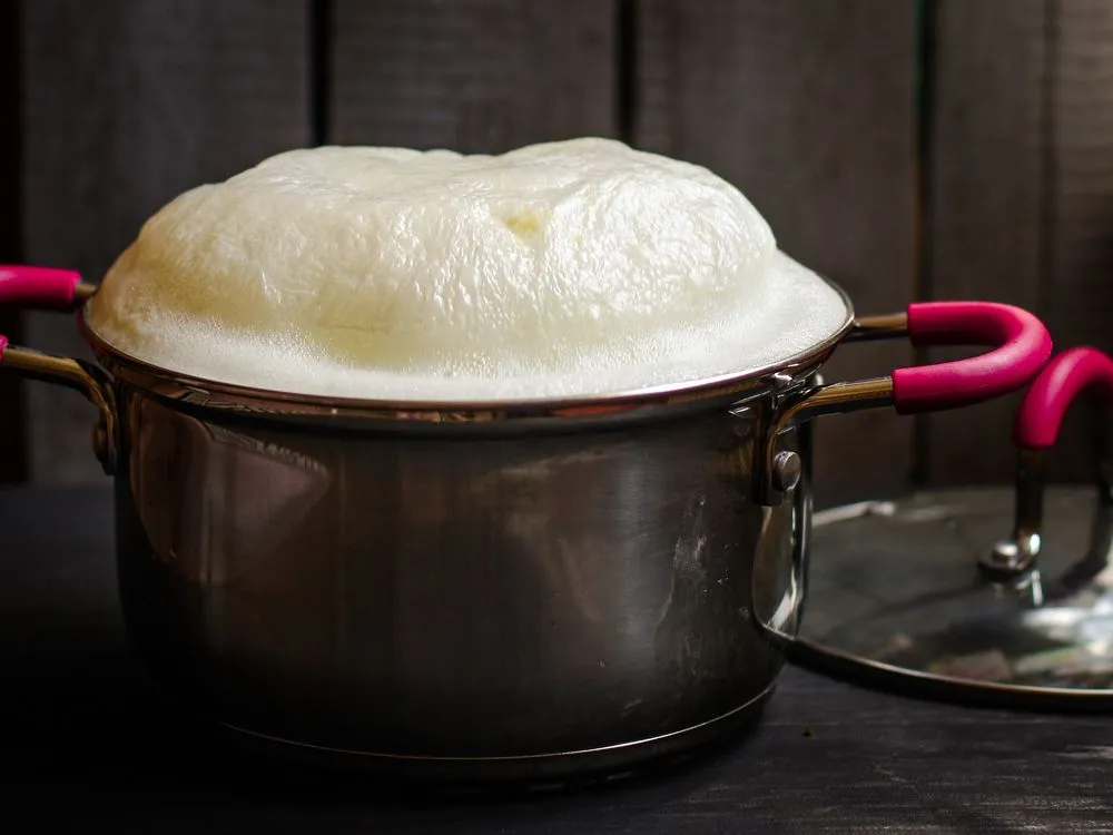 A foam is formed on top of milk due to the trapping of the water vapor by a layer of fats and proteins.(Credits: Alesia.Bierliezova/Shutterstock)