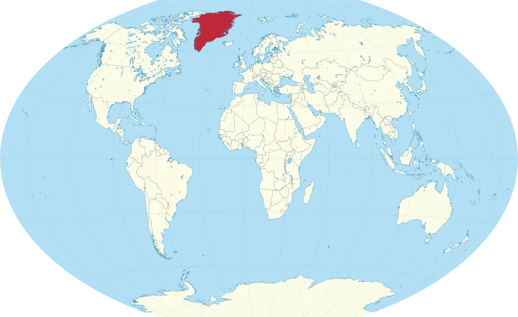 Greenland on a world map (Photo Credits: TUBS/Wikimedia Commons)