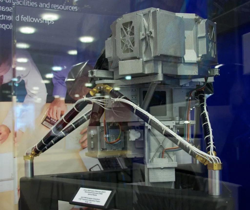 This is a model of the Mid-Infrared Instrument (MIRI) present in the JWST (Credits: Wikimedia Commons)