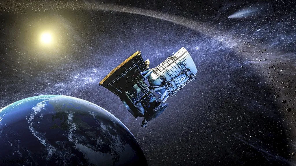 This is the illustration of the NEOWISE spacecraft, orbiting the Earth. This spacecraft allowed us to detect asteroids and other objects near the Earth. (Credits: NASA/JPL-Caltech)