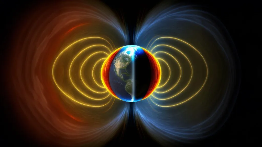Electromagnetic field lines around Earth (Credits: randy184/Freepik)