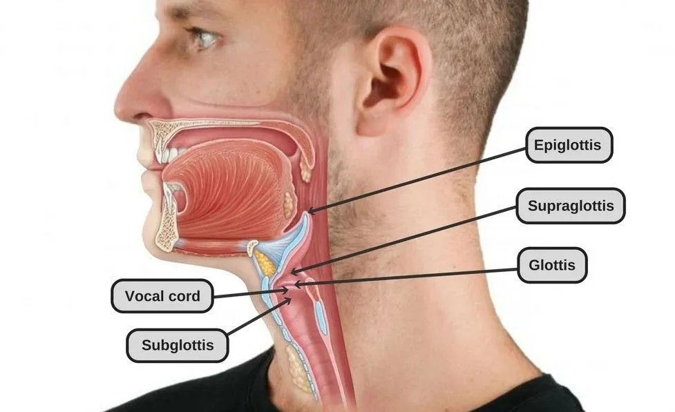 A diagram of the human larynx. Inside the larynx are the vocal cords, which help produce sound. (Photo Credit: ScienceABC)