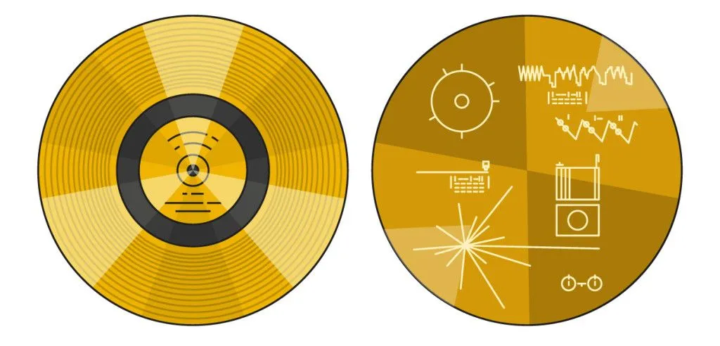 An illustration of the golden phonograph placed in both Voyagers. It is meant for any extraterrestrials who might come across the space probes, which would tell them about the presence of life on Earth. (Credits: vector_brothers/Shutterstock)
